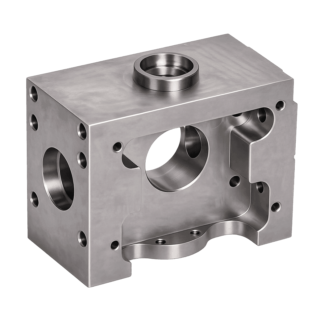 machined steel housing block